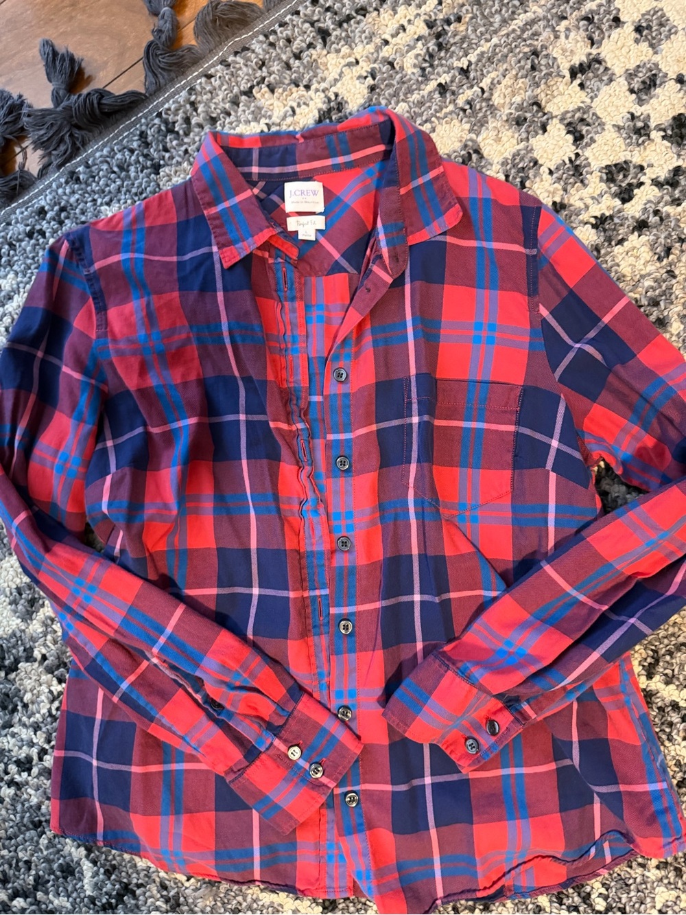 J. Crew Red & Navy Plaid Button-Up Shirt
